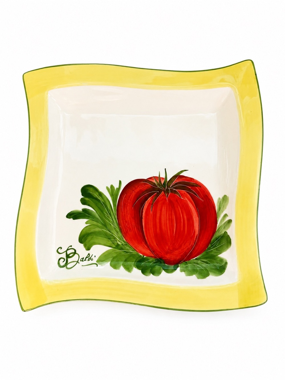 Vintage Italian Majolica 11" Platter Hand Painted Tomato Baldi Italy
